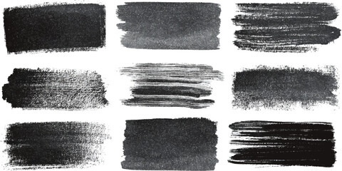 Black Grunge Ink Frames & Brush Strokes &ndash; Watercolor Texture Rectangle Set
