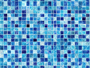 seamless pattern with blue ceramic tiles in the pool. background for bathroom decor