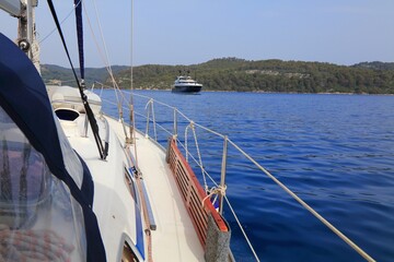 Sailing in Adriatic Sea. Sailing yacht charter in Kornati, Croatia.