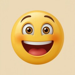 Happy Smiley Face Emoji with Sparkling Eyes – Joyful Cartoon Expression Icon

