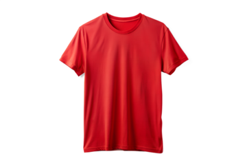 A plain red tshirt isolated on a transparent background, ready for custom designs and prints
