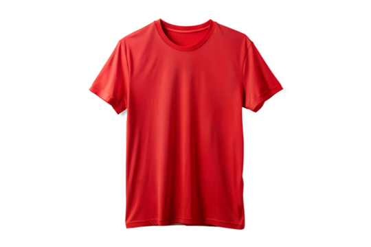 A plain red tshirt isolated on a transparent background, ready for custom designs and prints