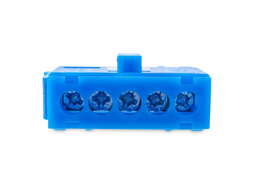 Electrical terminal block on a white isolated background