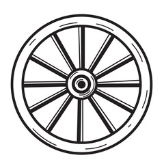 Fototapeta premium Detailed black and white illustration of a classic wagon wheel perfect for various design projects and concepts