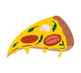 Pizza slice with melted cheese