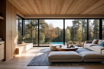 Modern Living Room with Floor-to-Ceiling Windows