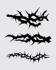 Thorn pointed brunch stick brutalism element bundle set vector streetwear clothing design editable