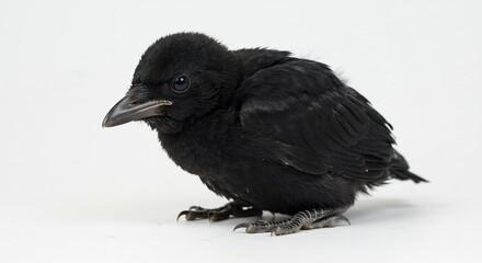 Obraz premium 小さな黒い雛鳥 柔らかな光浴びて 静かに佇む. AI Generated