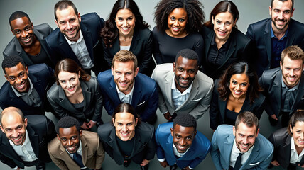 Group of multi-ethnic People standing together. Diverse group of smiling professionals gathered for a corporate meeting