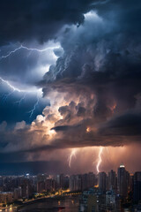 lightning over the city