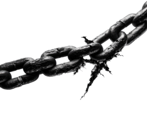 Broken chain on black background