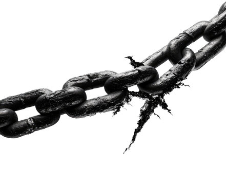 Broken chain on black background