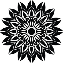 Monochrome Floral Swirl Corner with Leaves and Buds