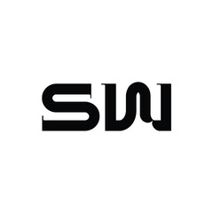 SW monogram logo design letter text name symbol monochrome logotype alphabet character simple logo