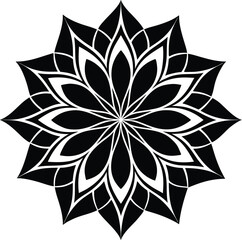 Monochrome Floral Swirl Corner with Leaves and Buds