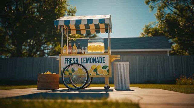 Fresh Lemonade Stand in Suburban Backyard