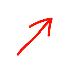 red arrow up line hand drawn on a transparent background. Highlight arrow sign.