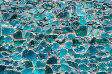 Decorative Wall with Turquoise Glass Mosaic Texture