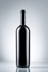 Black wine bottle studio shot