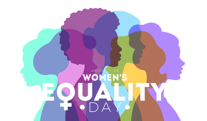 Women's Equality Day Banner Design. August 26 National Female Holiday in United States. USA Celebration Template with Woman Face Silhouette on Clean Background for Flyer, Greeting Card, Web Banner