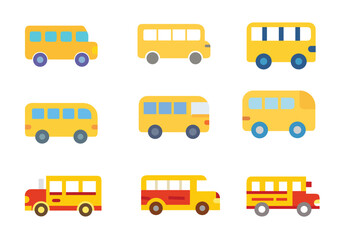 Front bus back to school Vector, Front bus back to school Icon Set