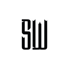SW monogram logo design letter text name symbol monochrome logotype alphabet character simple logo