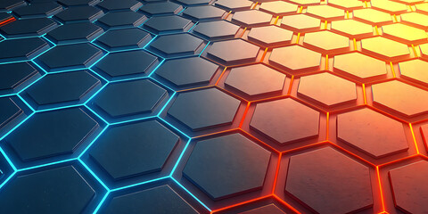 A seamless blue hexagonal honeycomb pattern creates a captivating geometric abstract background