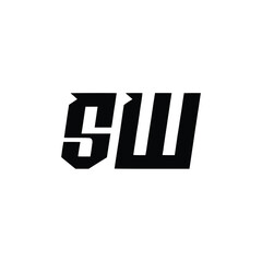 SW monogram logo design letter text name symbol monochrome logotype alphabet character simple logo