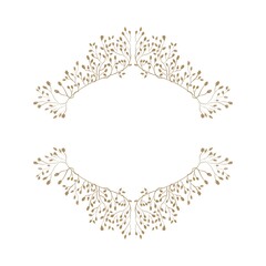 Golden wreath, floral vintage composition. Invitation template 