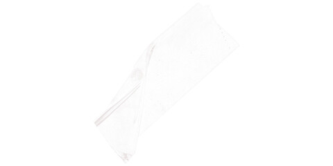 White transparent plastic sheet with curved wrinkle lines isolated on transparent background – realistic soft packaging texture for branding overlays, mockups, and digital product design compositions
