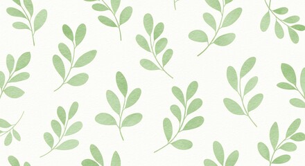 爽やか緑葉 水彩風模様 優しい光に輝く. AI Generated