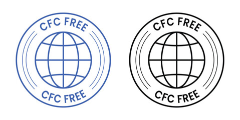 CFC Free label design with globe and circular eco stamp for sustainable packaging