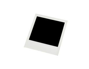 Isolated White Polaroid Frame with Black Center on Black Background 1.