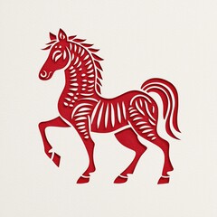 Zodiac sign horse in Chinese paper-cut style