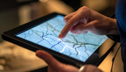 Intricate Quartz Knot Veins Displayed on a Touchscreen Device