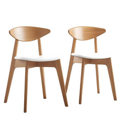 MidCentury Modern Dining Chairs Set of Two isolated on transparent background