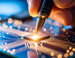 Close-Up Macro Shot of Copper Circuit Traces on PCB Ethching Pathways