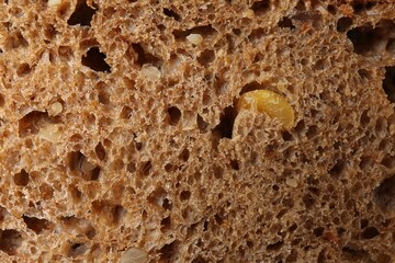 Fresh rye bread as background, closeup view