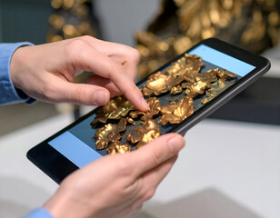 Close-Up of Bronze Patina on Sculpture in Museum Display with LEDs