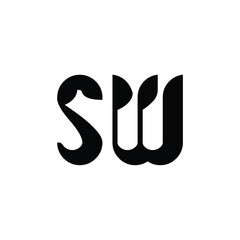 SW monogram logo design letter text name symbol monochrome logotype alphabet character simple logo