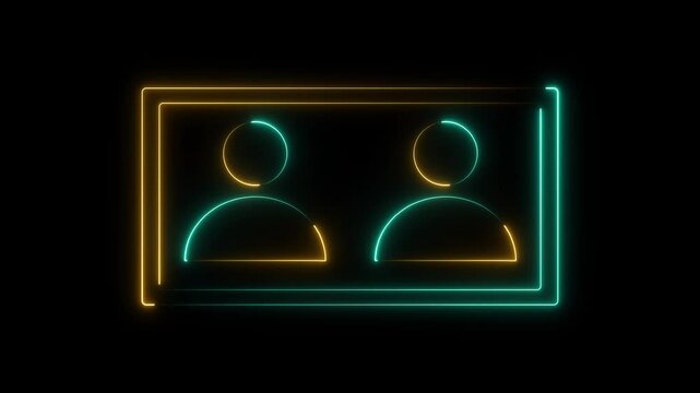 Neon glowing user icon animation. neon profile icon. Glowing neon person or people sign animation on black background.