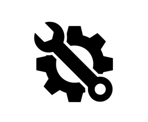 Vector wrench and gear icon