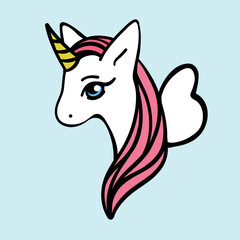 Cute unicorn with a pink mane