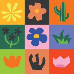 Cutout vector flower tiles background pattern