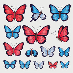 set of colorful butterflies
