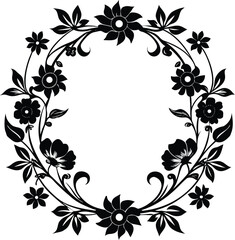 Silhouette Of Flower Lined Frame With Curling Corn