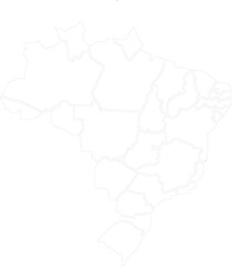 Brazil Flag Map with Provincial Divisions, Silhouette, and Border Outline
