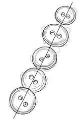 Simple line art of four buttons arranged in a row on white background  