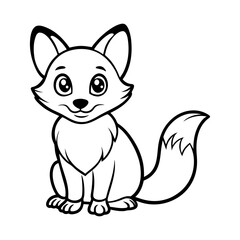 Sweet Cartoon Fox Kit - Detailed Vector Line Art for Educational Content