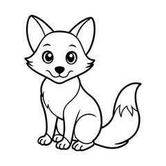 Cute Cartoon Fox Cub - Detailed Vector Line Art for Children's Books